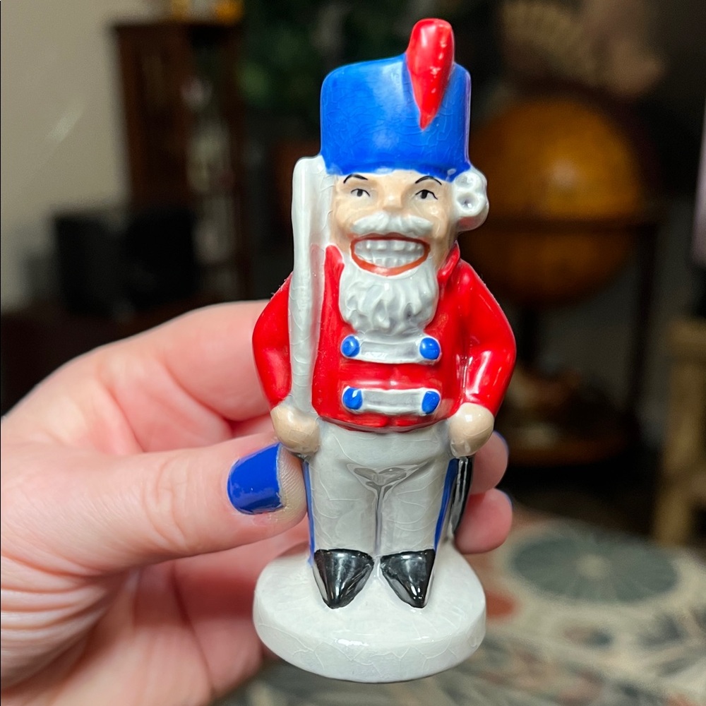 Vintage Goebel W Germany Christmas Nutcracker Figurine with Blue and Red Accents